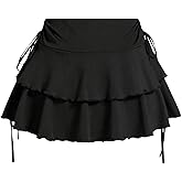 OYOANGLE Women's Plus Size High Waisted Bow Knot Side Layered Y2K A Line Ruffle Skorts Mini Skirt