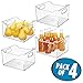 mDesign Plastic Deep Organizer Bin with Handles for Kitchen, Cabinet, Pantry Shelf, Refrigerator, Freezer - Storage Container Organizing Bins for Fruits and Vegetables, Ligne Collection, 4 Pack, Clear