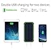 Solar Phone Charger Friengood 15000mAh Portable Solar Power Bank with Dual USB Ports, Waterproof Solar Battery Charger with 6 LED Flashlight Light for iPhone, iPad, Cellphone and More (Green)