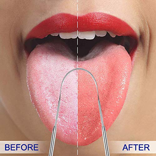 Tounge Scraper Cleaner, 2-Pack Stainless Steel Tongue Cleaner Silver Tongue Scarper