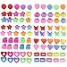 Lawie 90 Pack Small Mini Rainbow Flower Star Heart Butterfly Plastic Hair Claw Clips Jaw Barrettes Grip Clamps Pins Updo Decorative Bun Bangs Braids Y2K Accessories for Kids Toddler Baby Girls Dolls