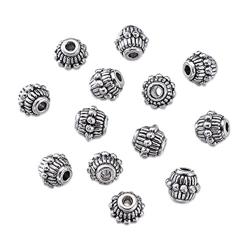 Pandahall 50pcs Tibetan Silver Antique Silver Bicone Bead Spacers Charms for Jewelry Makings Lead Free Cadmium Free Nickel Free 7x6.5mm Hole: 2mm X-AB34