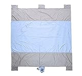 Sand Escape Compact Outdoor Beach Blanket / Picnic Blanket- 7' X 9' 20% Bigger Than Other Blankets. Made From Strong Parachute Nylon. Includes Built In Sand Anchors & Valuables Pocket