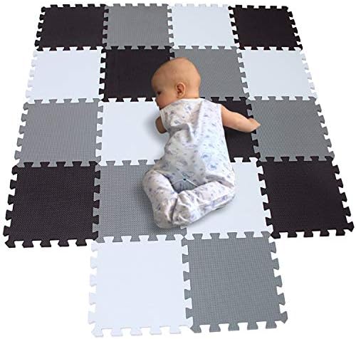 BUCHAQIAN BPA-Free Numbers Foam Puzzle Play Mat, 18 Tiles Non Toxic Alphabet Puzzle Mat Flooring Mat | Eva Foam white black grey 101104112