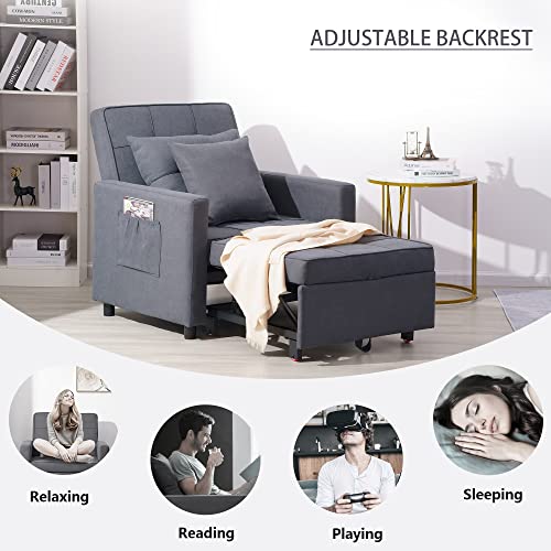3in1 Sofa Bed Chair, Chair Bed with Adjustable Backrest, Pull Out