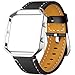 Dizywiee for Fitbit Blaze Leather Bands with Metal Frame, Classic Genuine Leather Wristband for Fitbit Blaze Replacement Fitness Strap Women Men