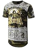 URBANCREWS Mens Hipster Hip Hop Pyramid Dollar Graphic Longline T-Shirt CAMO, XL
