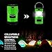 Ultra Bright Solar Rechargeable Collapsible LED Camping Lantern Light 180 Lumen Portable Water Resistant Outdoor Survival Lamp for Hiking Fishing Emergency Outages - Green