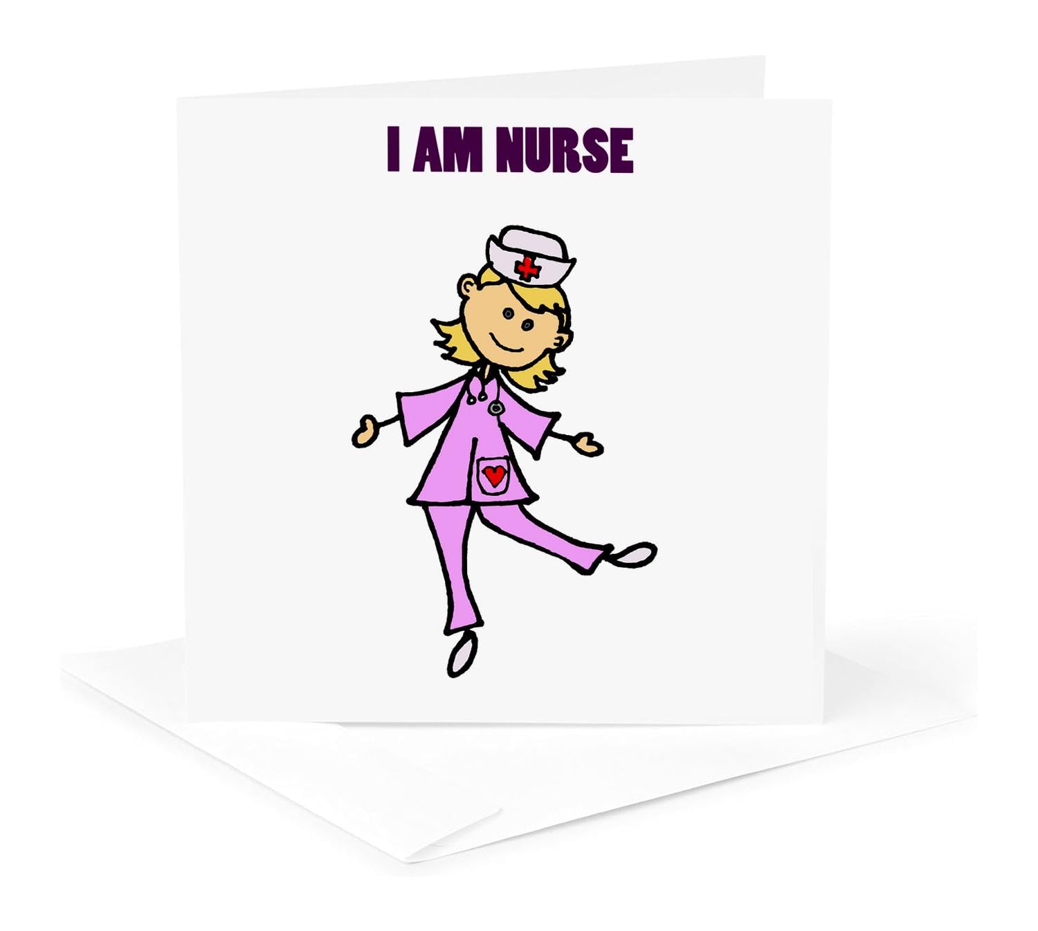3dRose gc_223321_5 6 x 6-Inch"Funny Dancing Nurse Singing I am Nurse" - Greeting Card