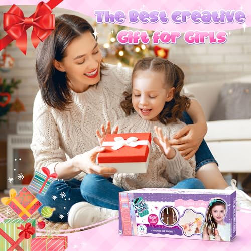 Flnlano Girls Gift 5 6 7 8 Years Children: Hair Accessories Toys for Girls 7-12 Years Braided Hair Beads Birthday Gifts for Children 8 9 10 Years Fun Braiding Machine