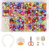 Phogary Children DIY Beads Set(500pcs), DIY Bracelets Necklaces Beads Crystal Beads for Jewellery Making for Kids Bead Necklace Bracelet Making Kit As Beads Gift Kit for Girls