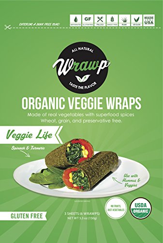 Organic Veggie Wraps - Veggie Life Wraps by Wrawp | Perfect for Wraps, Sandwiches, Crackers, Side Bread or a Simple Snack