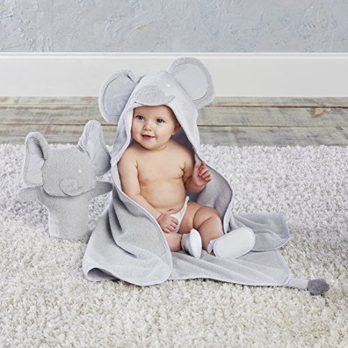 Baby Aspen Little Peanut Elephant Piece Bath Set Hooded