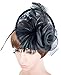 AM CLOTHES Fascinators for Women Flower Feather Headband Hat Fascinator Wedding Headwear 9011BLACK