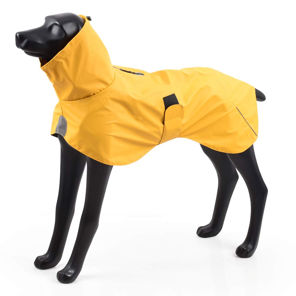 BlackDoggy Waterproof Pet Raincoat with Reflective Trim, Lightweight Durable PU, Adjustable Outdoor Jacket for Dogs, Easy On/Off (Large, Yellow)
