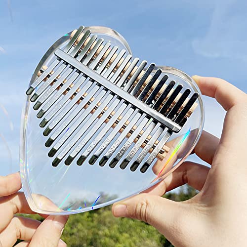 Kalimba Thumb Piano 17 Keys, Rainbow Clear Portable Mbira Finger Piano with Protective Box, Portable Finger Piano Musical Instrument for Kids Adult Beginners Professional