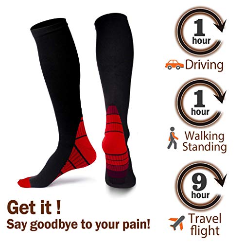 Lucoo Compression Socks for Men and Women(1Pair) Best for Running,Athletic,Medical,Pregnancy and Travel (Red, L/XL) - Thumbnail 3