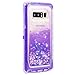 Galaxy Note 8 Case, Dexnor Glitter 3D Bling Sparkle Flowing Quicksand Liquid Bumper Clear 3 in 1 Shockproof TPU Silicone + PC Heavy Duty Protective Defender Cover for Samsung Galaxy Note 8 - Purple