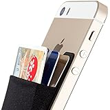 Sinjimoru Card Holder for Back of Phone, Stick on Wallet functioning as Credit Card Holder, Phone Wallet and iPhone Card Holder/Card Wallet for Cell Phone. Sinji Pouch Basic 2, Black.