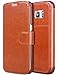 Samsung Galaxy S7 Edge Leather Wallet Case with Cards Slot and Metal Magnetic, Slim Fit and Heavy Duty Protection, TAKEN DIRECT Plastic Case with Rubber Edge, for Women, Men, Boys, Girls - Brown