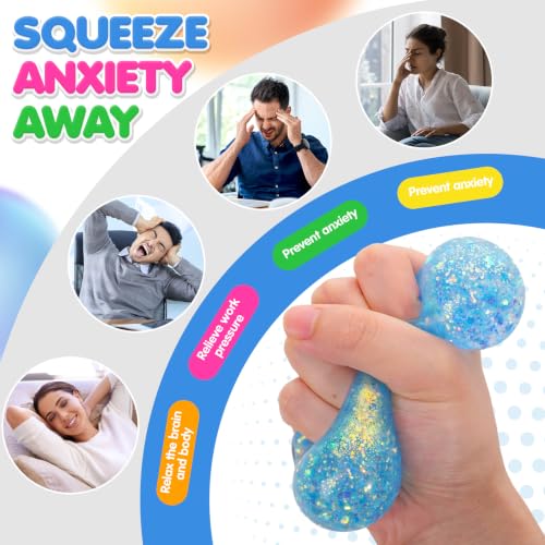 Stress Balls for Kids Adults: 6 Pack Sensory Fidget Squishy Balls, Soft Calm Down Toys for Classroom Prize Box, Office Desk Travel Toys, Birthday Party Favor Gifts for Boys Girls