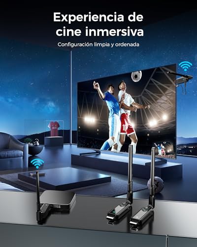 PWAY Transmisor y Receptor HDMI Inalámbrico, Soporta Recepción Inalámbrica 2.4/5G, 400M/1313 Pies, 1080P Full HD, para Transmisión de Video/PC/TV Box/BLU-Ray a HDTV/Proyector/Tableta/Móviles