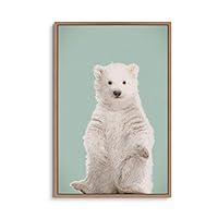 Framed Canvas Wall Art Cute Polar Bear Canvas Prints Home Artwork Decoration for Living Room,Bedroom - 16x24 inches
