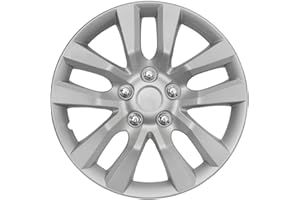 BDK (4-Pack) Premium 16 Inch Rim Wheel Cover Hubcaps for Cars Trucks SUVs Vans, Direct OEM Replacement Universal Fit Snap-On ABS Hubcaps 16 inch Wheel Covers - Set of 4 Hub Caps - 10-Spokes Silver