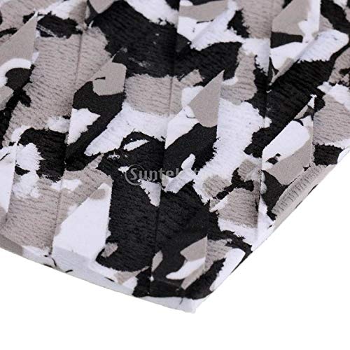 Set of 9 Pieces Kitesurf Kiteboard Surfboard Traction Full Deck Pad Non-Slip and Ultra-Light - Black White Camo - Thumbnail 5