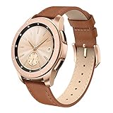 SWEES Leather Band Compatible for Galaxy Watch 42mm, 20mm Genuine Leather Bands strap with Quick Release for Samsung Galaxy Smartwatch 42mm Women Girls & Gear S2 Classic & Gear Sport, Classic Brown