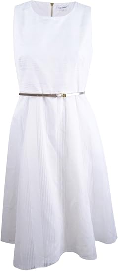 calvin klein belted midi dress