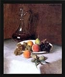 Henri Fantin-Latour A Carafe of Wine and Plate of Fruit on a White Tablecloth - 16