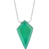 NJCRAFT Gemstone Kite Pendant Necklace for Women, Natural 5-10 Ct Stone, Silver Plated, 18" Chain, Dainty Minimalist Healing Crystal Jewelry Gift