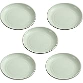 ZGWANSUI 5 Pack Wheat Straw 6 Inch Plates, Small Dinner Plates, Round Dishes with Raised Edge, Reusable Salad Plates set, Unbreakable Appetizer Dessert Serving Plates for Party (Green)