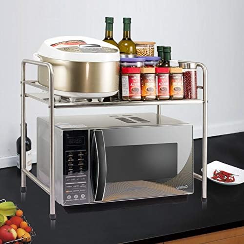 Kitchen microwave oven stainless steel microwave oven rack oven rack storage rack Organizer Holder Rack for Kitchen (Color : Single Floor, Size : 63cm)