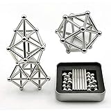 Magnetic Building Blocks, 63pcs Magnet Construction Set Magnetic Stick and Building Blocks Fidget Toy Sets Metal Puzzle Desk Office Toy Game for Kids and Adults