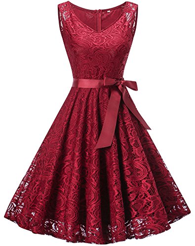Wedding Dresses with Lace, Reception Dress for Women Beautiful Prom Dresses 2017 (Burgundy XL)