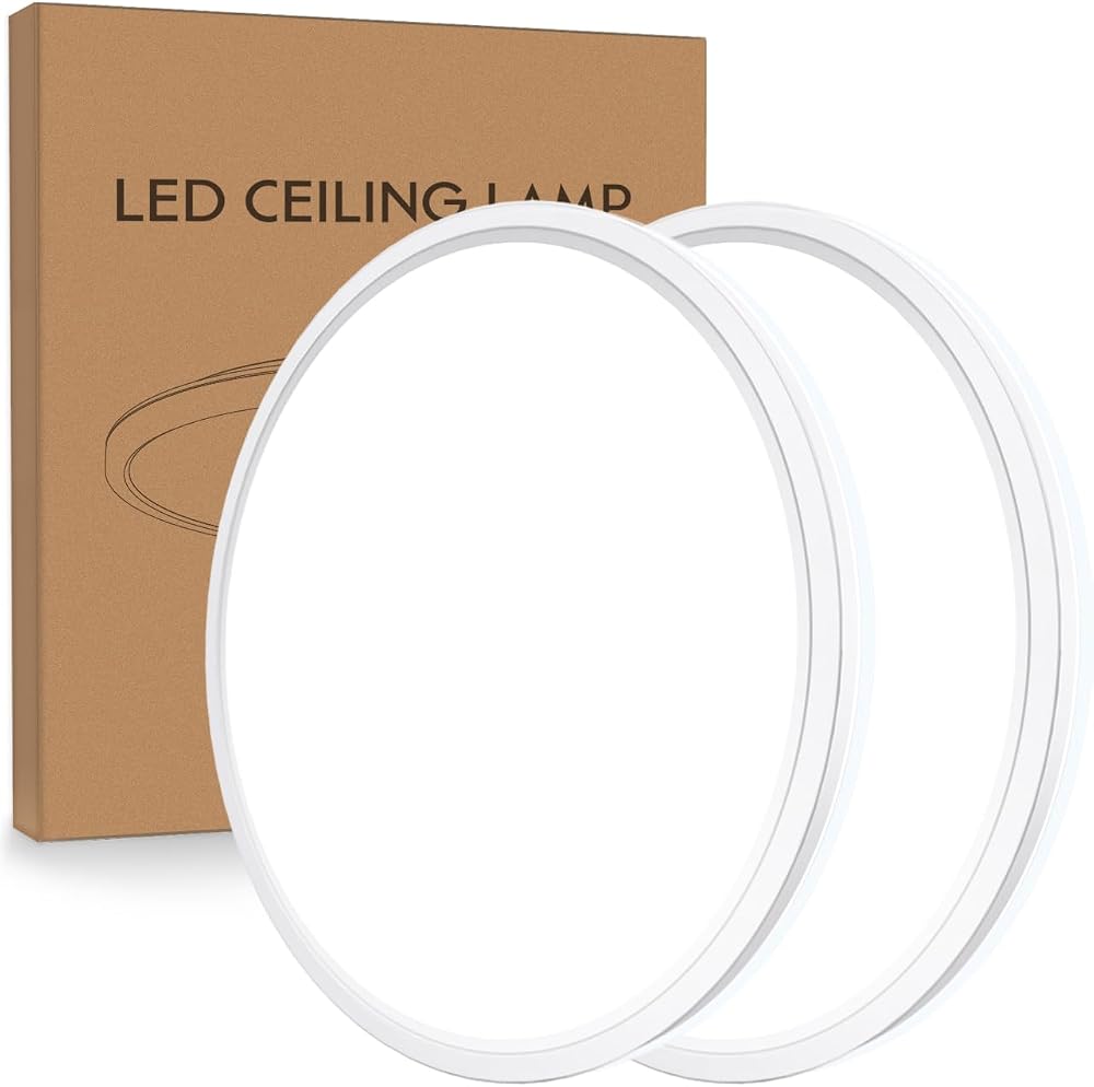 slochi 2 Pack Round LED Ceiling Light 2050LM 6500K 150W Eq Waterproof Flush