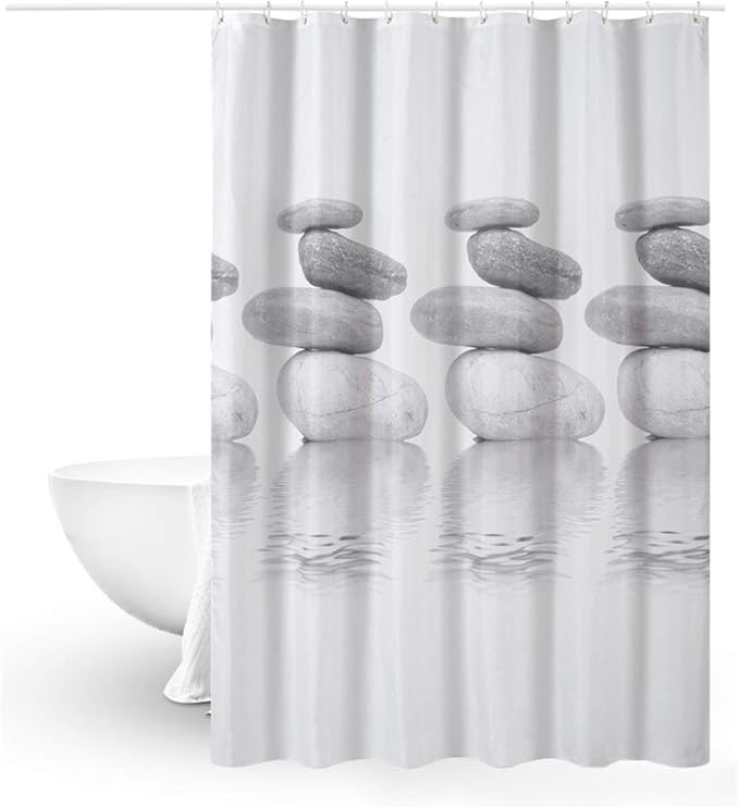 Cozyswan Shower Curtain Anti Mould Shower Curtain 120 x 180 Grey Pebble