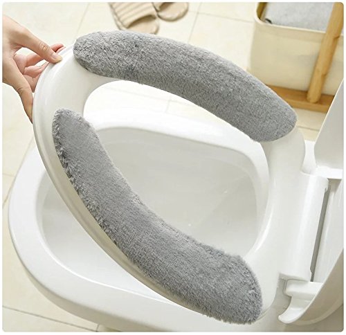 Lifechaser Sticky Toilet Seat Lid Warmer Cover Pads Washable Thick Toilet Warmer Mat for Bathroom (2 Pack, Brown) - Thumbnail 4