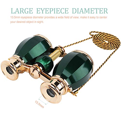 ESAKO Opera Glasses for Women Adults 4x30mm Compact Binoculars for Theater Concert with Removable Chain Green