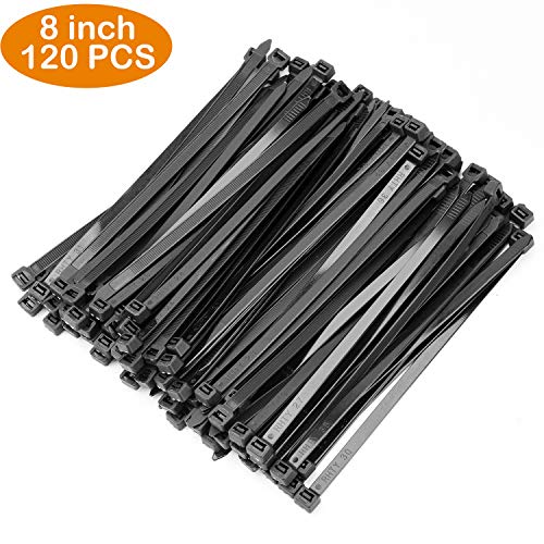 OneLeaf Cable Ties 8 Inch Heavy Duty Zip Ties with 120 Pounds Tensile Strength for Multi-Purpose Use, Self-Locking UV Resistant Nylon Tie Wraps, Indoor and Outdoor Tie Wire.120 Pcs Black - Thumbnail 7