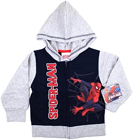 KIDS COMIC SUPERHERO ZIP-UP FLEECE HOODIE (4T, Spiderman Web)