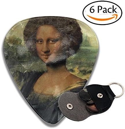 Funny Mona Lisa Picks Celluloid Guitar Picks 6 Pcs Guitar Plectrums Thin Medium Heavy For Guitar Bass Ukulele With Picks Holder