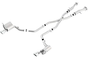 BORLA 140633 Cat-Back Performance Exhaust System for 2015-2021 Jeep Grand Cherokee SRT WK2 6.4L V8 T-304 Stainless Steel ATAK Sound Dual Split Rear Exit Single 5" Round Chrome Tips On Each Side
