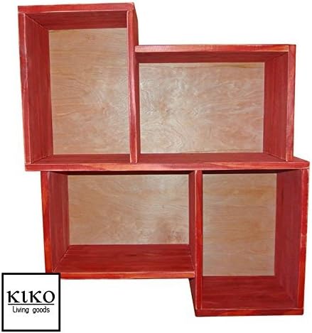Handcrafted Rustic Red Cubby Shelf