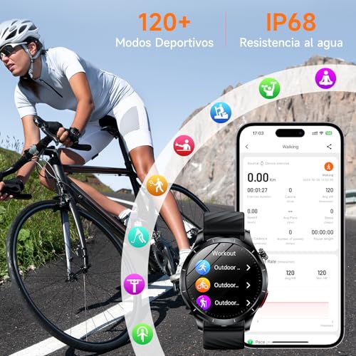 2026 ECG Men's Smart Watch with HRV/BMI/Blood Pressure, 1.43 Inch AMOLED Smartwatch with 24H Blood Pressure Heart Rate Monitor SpO2 Body Temperature Sleep Monitor Activity Bracelet, Android iOS