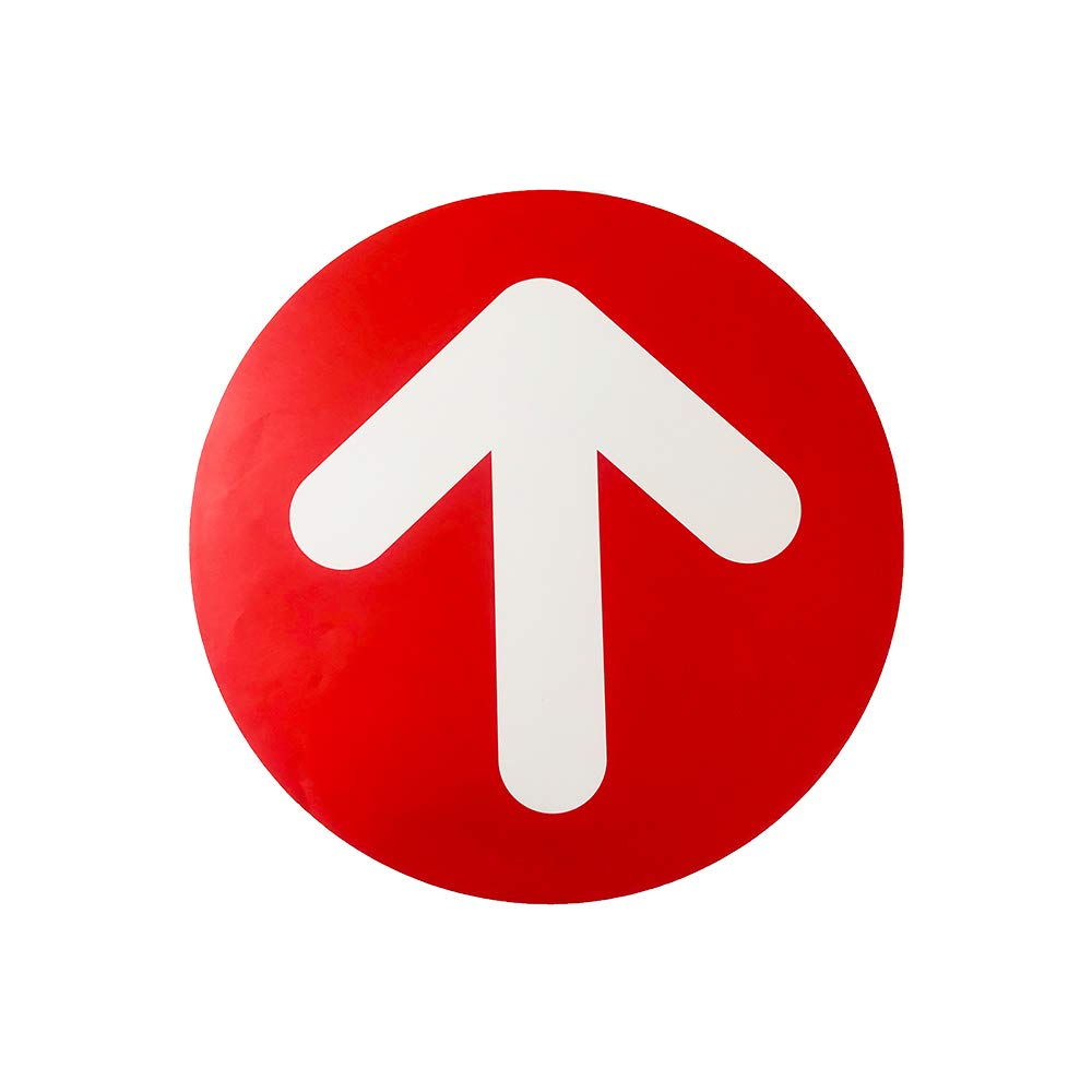 12 Pack Arrow Social Distancing Floor Stickers, TAOPE Stand Here Notice Decals Round Adhesive Anti-Slip Safety Signs Marker Footprint Stickers for Crowd Control Guidance Restaurants Hospitals +Scraper