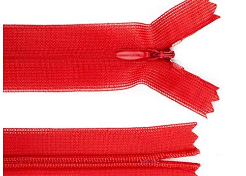 50pcs Long Nylon Invisible Zippers for DIY Sewing Back Dress Cushion Tailoring Accessories Tailor Tool (Red, 18inch) - Thumbnail 2