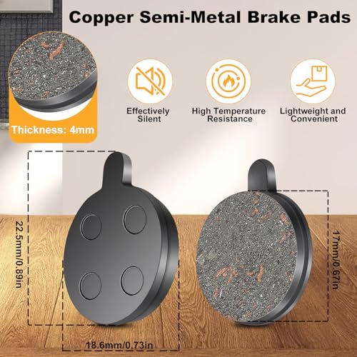 4 Pairs Disc Brake Pads, Brake Pads Brake Disc Rotor, Electric Scooter Brake Pads, Semi Metal Brake Pads Replacement for 10in Electric Scooter